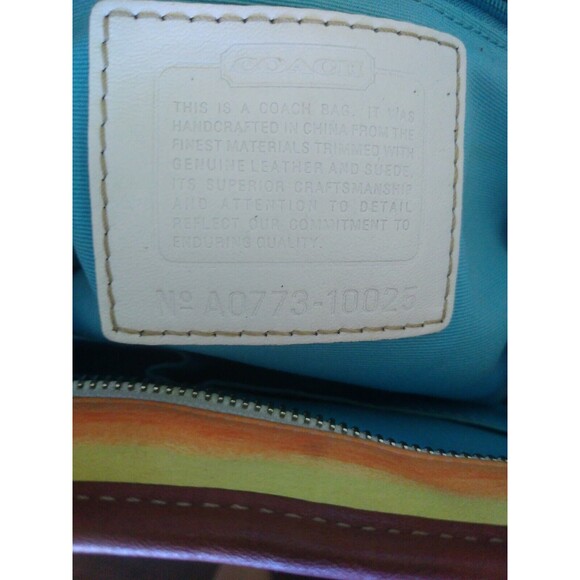 COACH #10025 WATERCOLOR STRIPED SMALL Designer Prepster Classic TOTE EUC 80s 90s - Picture 6 of 7